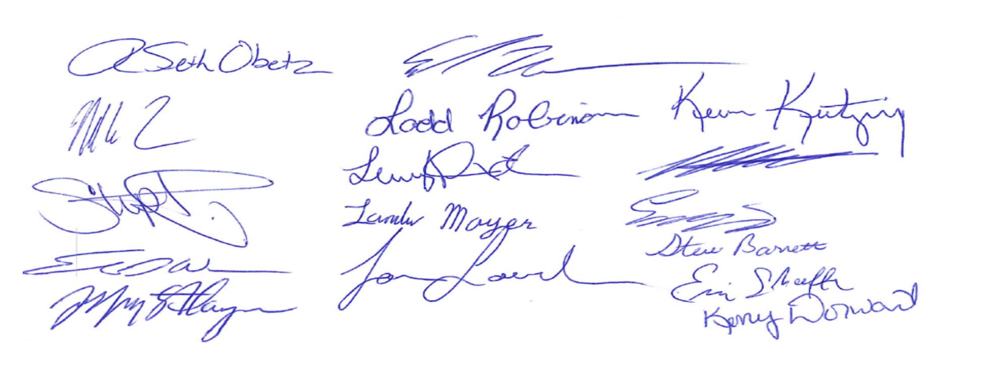 Seth Energy team signatures.